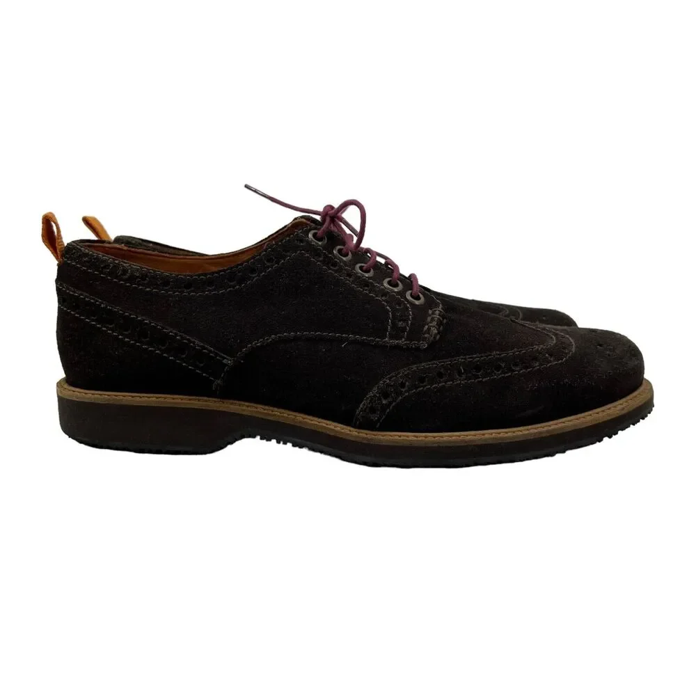 Tommy Bahama Mens 10 Shoe Brown Suede Oxford Wingtip Elliot Lace Up Casual Dress